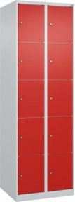 C+P Schließfachschrank Classic PLUS mit 2 Abteilen, Farbe Grau/Verkehrsrot, B/T/H: 185 x 60 x 50 cm - Bild 1