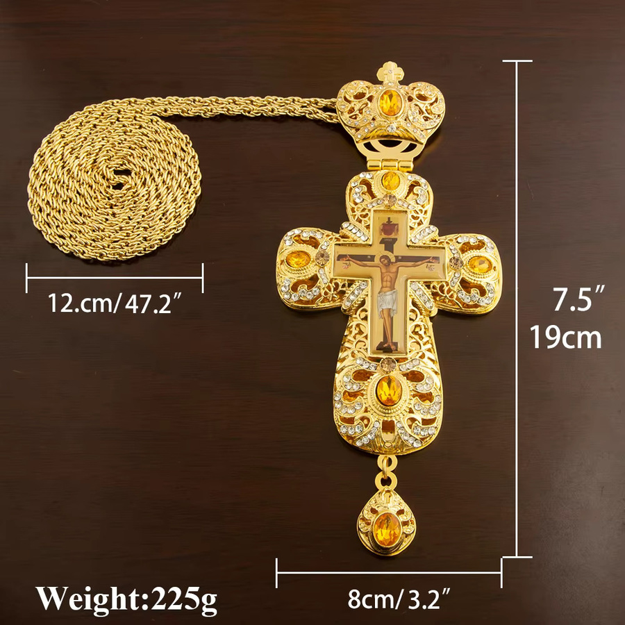 HTISOK Anhänger Kreuz, Zinklegierung, Gold, Kristall, Unisex - Bild 2