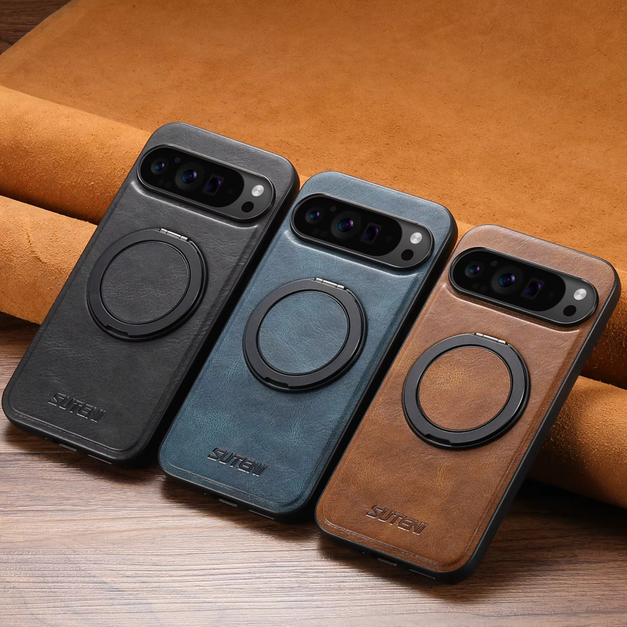 SUTENI PU-Leder Handyhülle mit 360 Grad drehbarem Standfuß und kabellosem Laden für Google Pixel 9XL, 8Pro, 7A und 6 in Schwarz oder Blau - Bild 6
