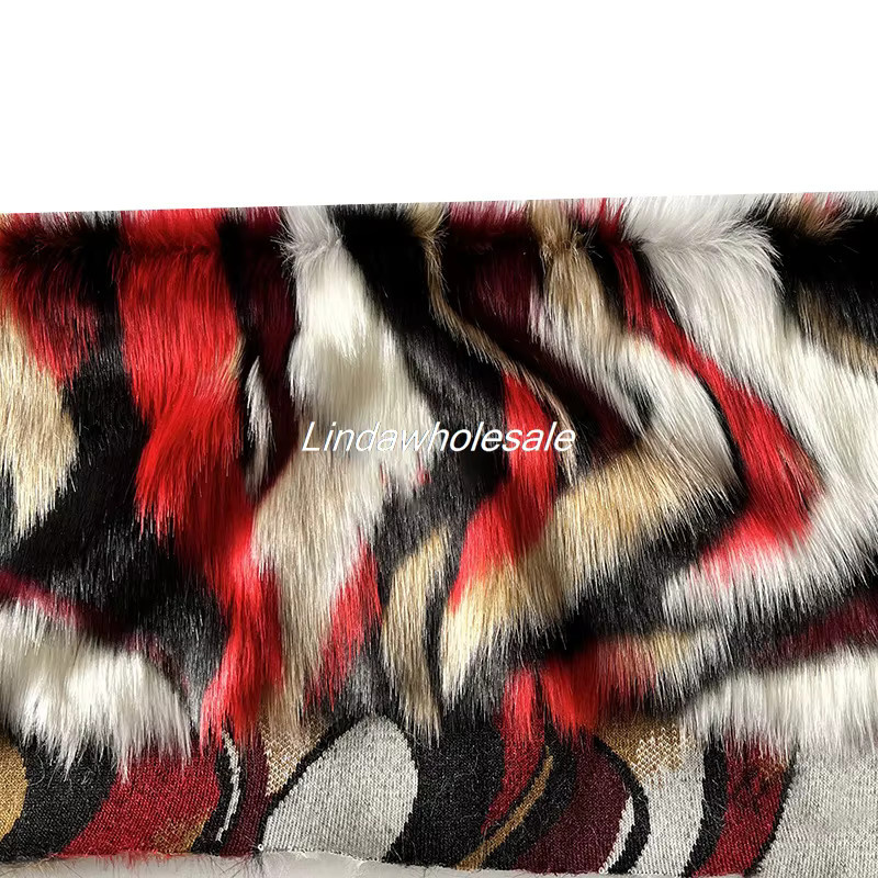 ZHONGYIJIATIMELY Jacquard-Plüschfell in Rot im ethnischen Stil als luxuriöser Fuchspelzimitat-Stoff für Heimtextilien - Bild 5