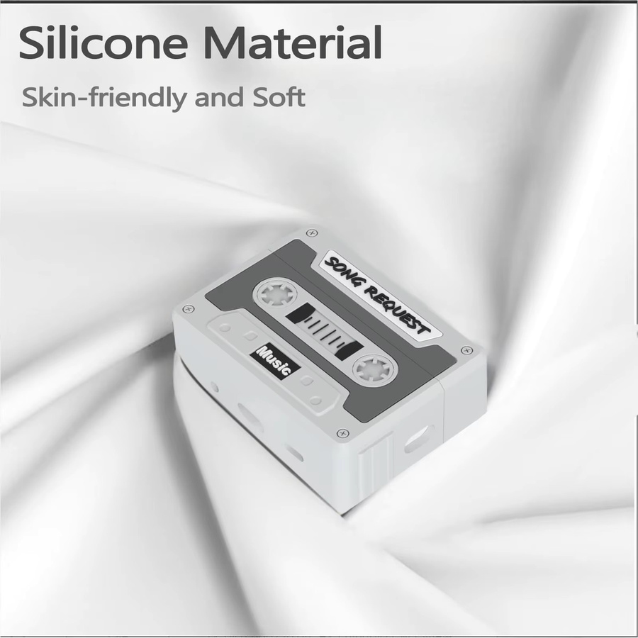 Silikonhülle im Tape Design für Apple AirPods Pro 3 mit Reinigungsset und Schlüsselanhänger in Pink und Weiß - Bild 1