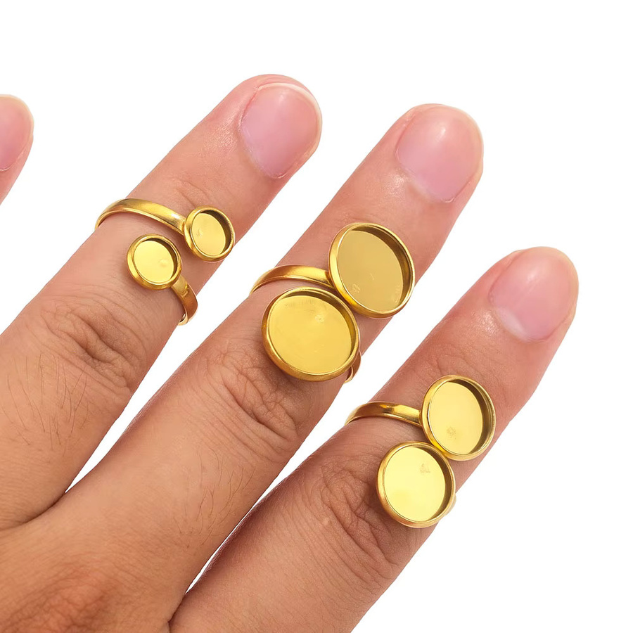baizzx Ringfassungen Edelstahl, Gold, Unisex, Ohne Stein - Bild 2
