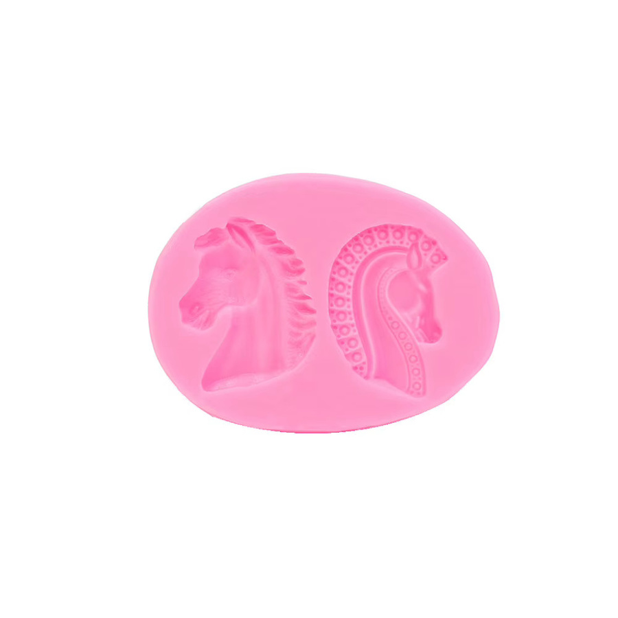 Silikonbackform Doppel-Pferdekopf in Pink für Schokolade und Kuchen von TUTULE - Bild 2