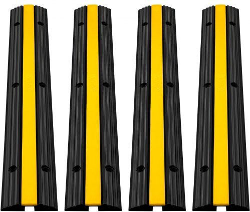 VEVOR 4er Set Kabelschutzmatte 1 Kanal aus Thermoplastischem Gummi in Schwarz-Gelb B/T/H: 102 x 15,5 x 3 cm - Bild 1