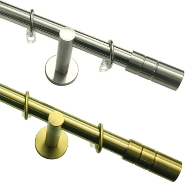 Gardinia Gardinenstangen-Set Zylinder in Edelstahloptik, Farbe: Silber, Durchmesser: 2 cm, Länge: 120 cm - Bild 1