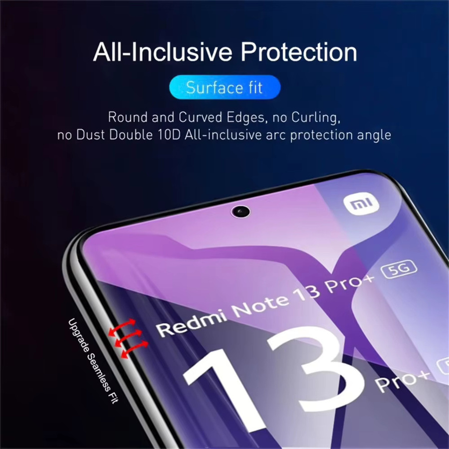 4-in-1 Hydrogel Schutzfilm für Xiaomi Redmi Note 13 12 11 10 Pro Plus 4G 5G mit Kameraobjektiv-Schutz, transparent - Bild 3