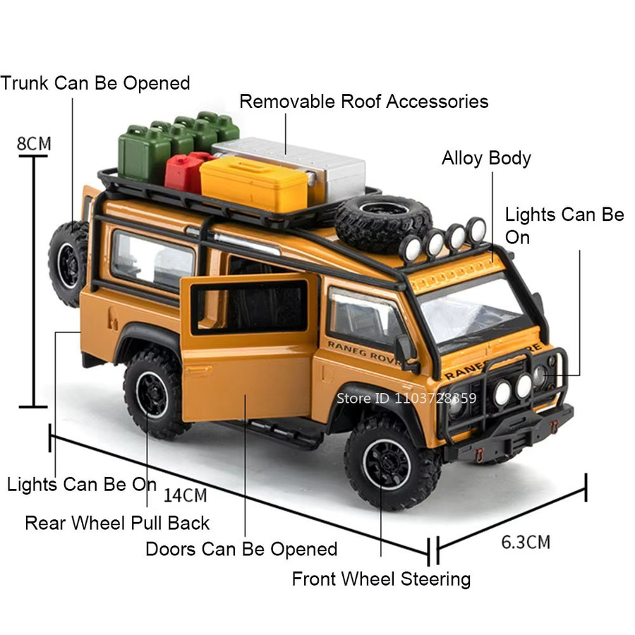 RMZ city Land Cruiser LC79 Defender Modell Geländewagen, 1:32, Metall, Schwarz - Bild 6