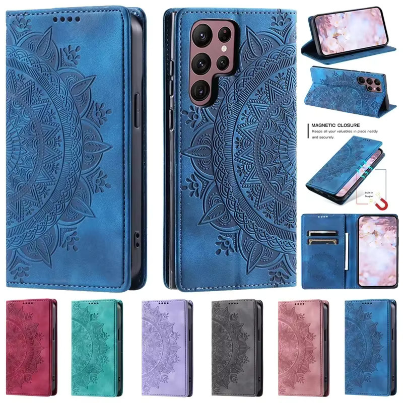 Totem Flip Case Magnetische Leder Brieftasche für Apple iPhone 16 15 14 13 12 11 Pro Max Plus Mini XR XS Purple - Bild 2