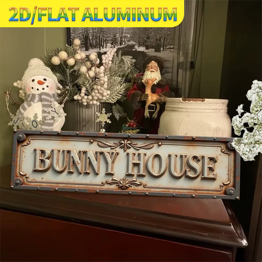 CIFBUY Vintage Kaninchen Wandschild aus Aluminium und Metall mit 3D-Optik, wetterfeste Metallkunst für Garten und Haus, Breite: 25,8 cm, Höhe: 25,8 cm - Bild 3