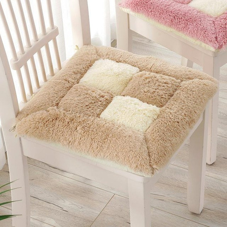 Yiran Furniture Sitzkissen aus Plüsch in Beige, quadratisches Bodenkissen für Stuhl und Hocker, B/T/H: 45 x 45 x 1 cm