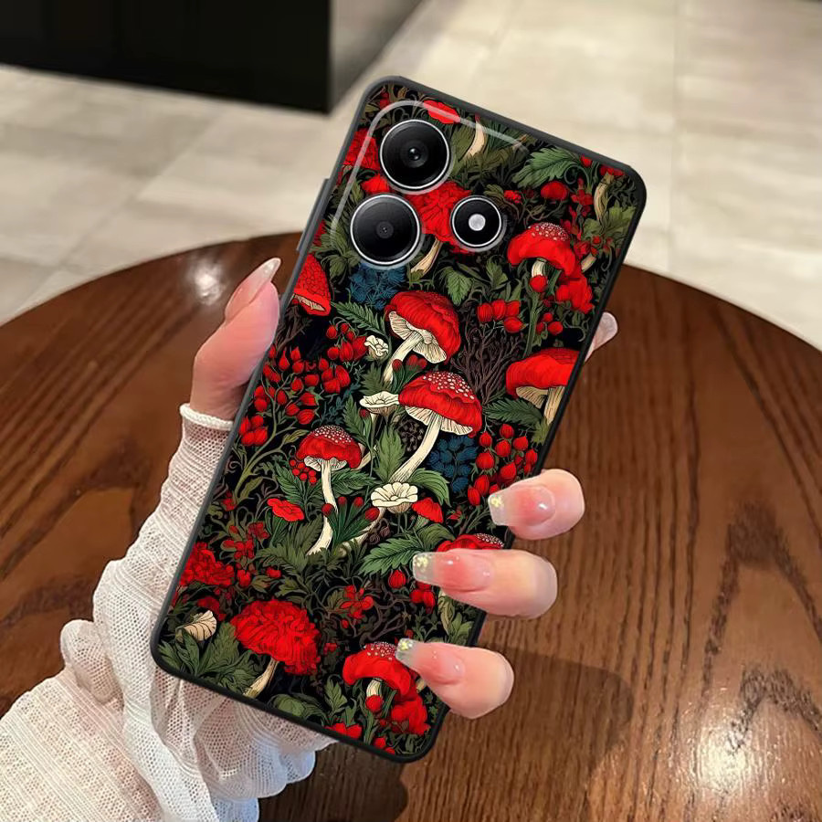 Handyhülle mit Vintage-Pilzmuster für Xiaomi Redmi Note Serie in Schwarz - Bild 3