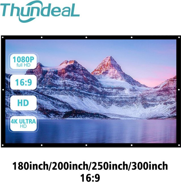 ThundeaL Tragbare Projektionsleinwand Vorhang in Weiß für Zuhause, Outdoor und Büro, 300 Zoll - Bild 1