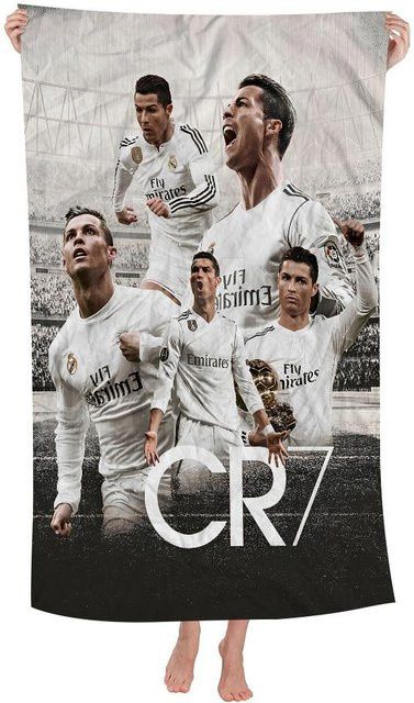 Ka Chen Mutong CR7 Badetuch für Kinder aus Mikrofaser, Cartoon Design, Weiß/Mehrfarbig, Breite: 30 cm, Höhe: 60 cm - Bild 1