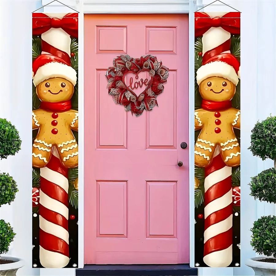 VIKAMA Weihnachts-Türbanner mit Lebkuchenmann als hängende Dekoration für die Familie in Multicolor - Bild 4