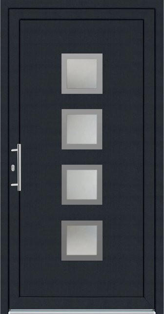 Panto Kunststoff-Haustür K025 mit Glaseinsatz Weiß-Anthrazit B: 110 cm, H: 210 cm, DIN Links - Bild 1