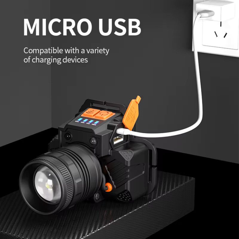 XIWANGFIRE LED-Scheinwerfer 20 W, wiederaufladbare Taschenlampe mit ZOOM-Sensor, wasserdicht, Schwarz - Bild 3