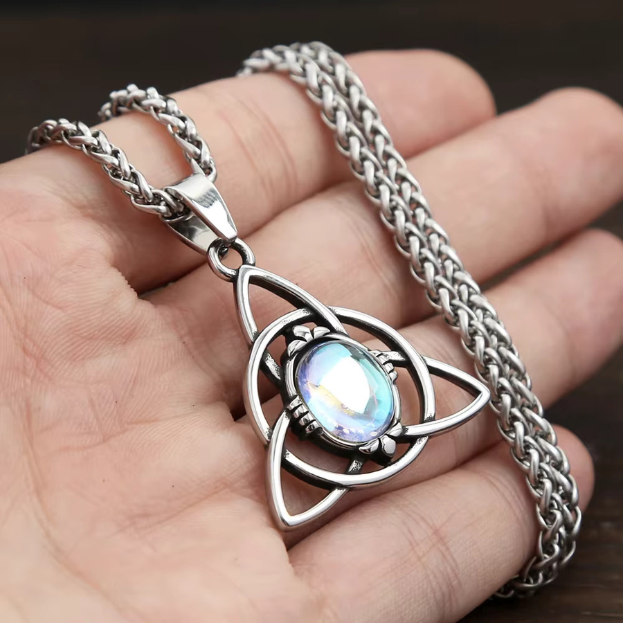 NORTHMAN Halskette, Edelstahl, Opal, Vintage, Unisex - Bild 3