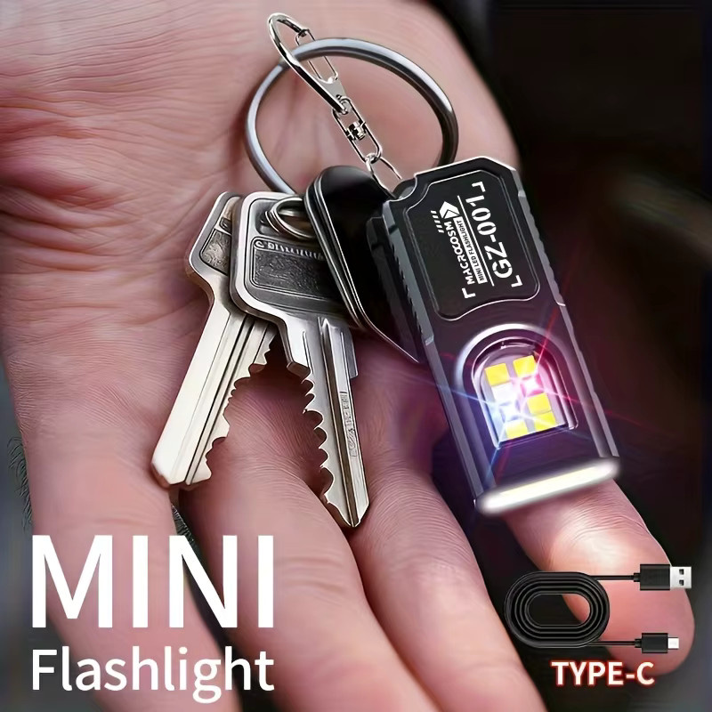 KDULIT LED-COB-Taschenlampe mit USB-C, wiederaufladbare Mini-Taschenlampe in Schwarz mit Clip und Magnet als Arbeitsleuchte und Flutlicht für Notfälle - Bild 2