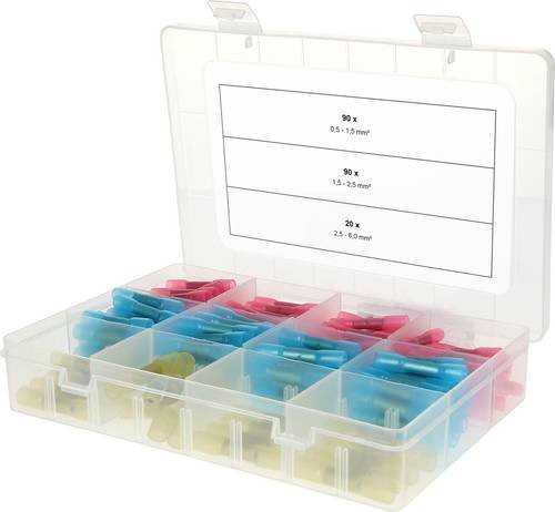 KS Tools Schrumpfstoßverbinder-Sortiment 0,5 mm² - 6,0 mm², 200-teilig, Rot, Blau, Gelb - Bild 1