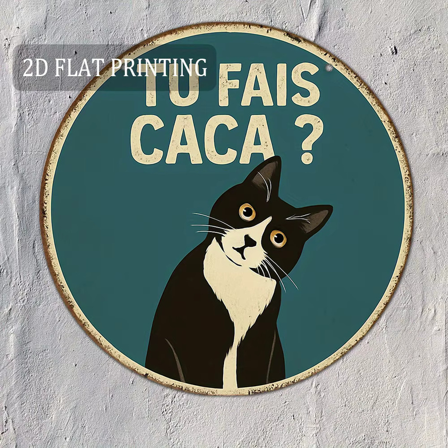 Rundes Retro-Aluminium-Wanddekor von Potdemiel mit humorvollem Katzen-Zitat, Durchmesser: 20,32 cm, Mehrfarbig - Bild 3