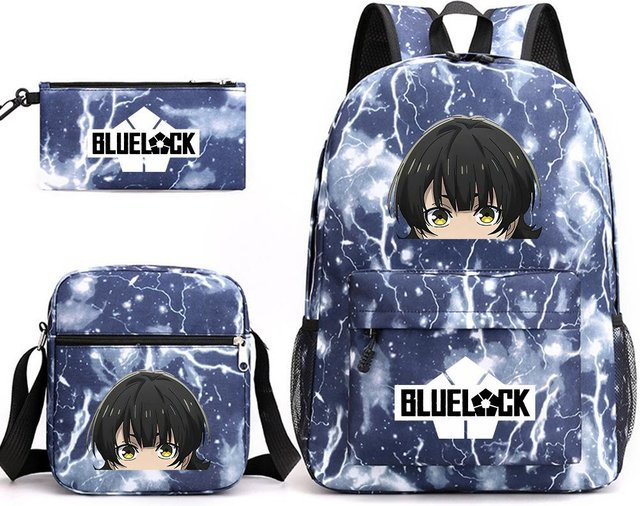 3-teiliges Schulrucksack-Set in Blau aus Oxford-Stoff mit Schultasche und Federmäppchen - Bild 1