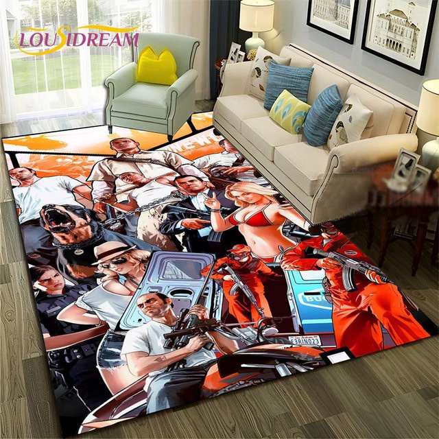 Karpetti GTA 3D Gamer Teppich Rutschfest, Mehrfarbig, B: 70 cm, T: 100 cm - Bild 1