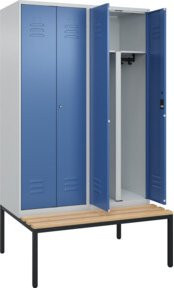 C+P PSA Doppel-Spind Classic PLUS Sitzbank mit 4 Abteilen aus Buche-Hartholz und Stahl, B/T/H: 212,0 x 120,0 x 81,5 cm - Bild 1