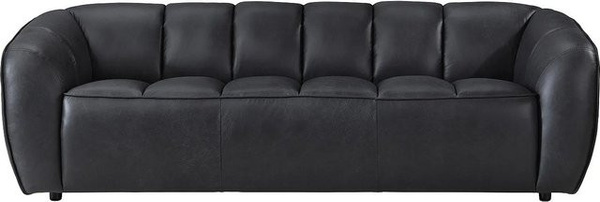 Pradoni Sofa in Schwarz aus Rindsleder mit Steppeffekt, Breite: 234 cm