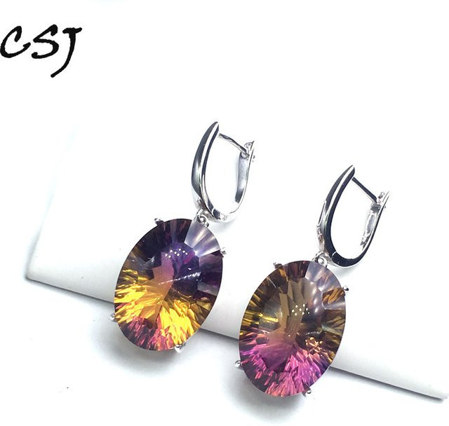 Ohrring Ametrin Quarz, 925 Silber, Damen - Bild 1