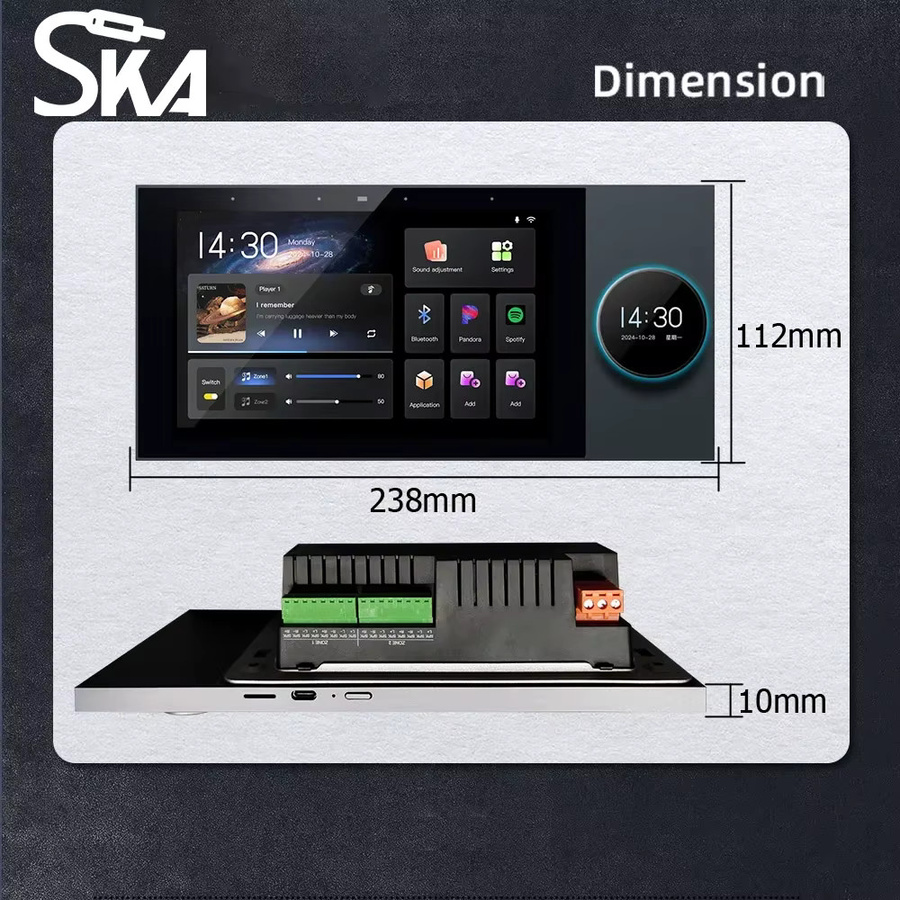 SKVA 7 Zoll Android 11 2-Zonen-Audio-Wandverstärker mit Alexa Sprachsteuerung und Tuya Smart Home Steuerung, WLAN-AV-Receiver, Schwarz - Bild 5