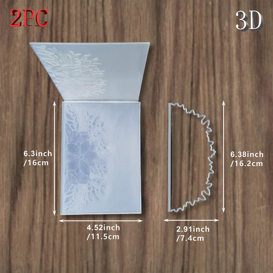 3D-geprägte Ordner- und Schneidform mit Spitzenglockenrand aus Kunststoff für Visitenkarten und Scrapbooking - Bild 2