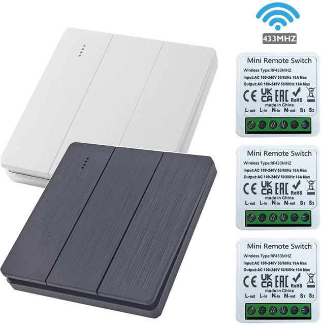Szaoju RF 433MHz Smart Switch Mini DIY Drahtlose Fernbedienung Lichtschalter 16A Relais-Empfänger Automatisierungsmodul für LED-Lampen in Weiß - Bild 1