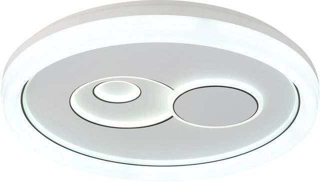 GLOBO LIGHTING LED-Deckenleuchte RUIZ I in Weiß und Silber aus Metall und Kunststoff, Durchmesser: 48 cm, Höhe: 7 cm - Bild 1