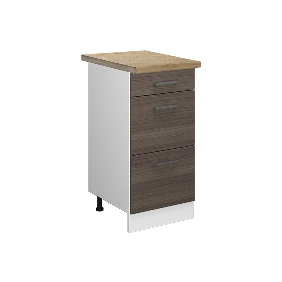 Vicco Küchenunterschrank R-Line in Grau/Weiß mit Schubladen, Eiche Optik, B: 40 cm, H: 60 cm, T: 22,93 cm - Bild 2