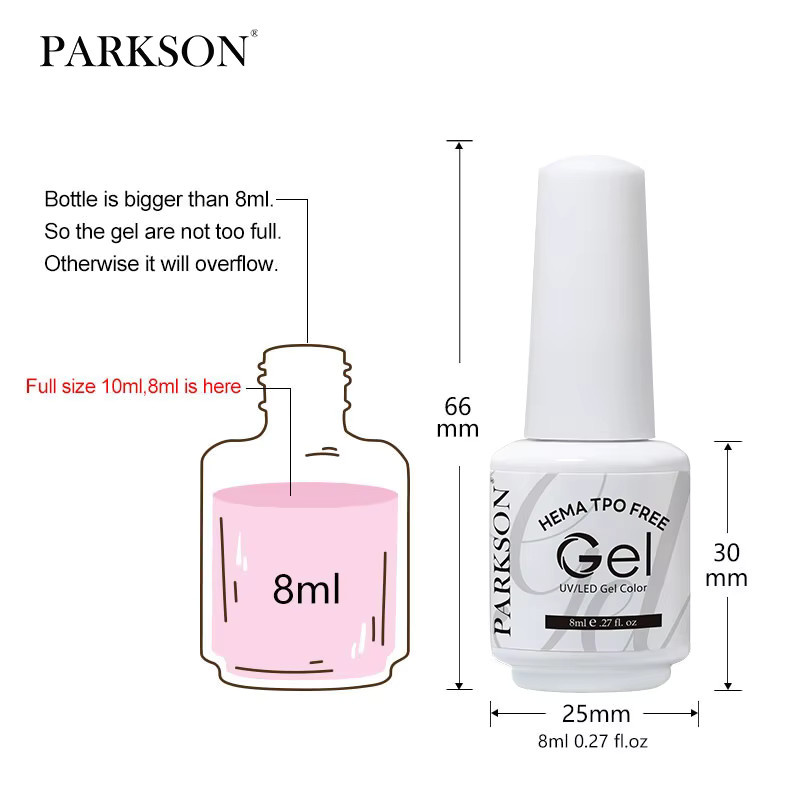 Parkson Color Gel Nagellack, Nude Pink Red Green Collection, 8 ml, Schimmernd - Bild 3