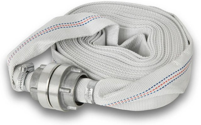 Eberth Feuerwehr Flachschlauch aus PVC in Blau und Weiß mit Storz 25-D Kupplung, 1 Zoll, Länge: 10 m - Bild 1