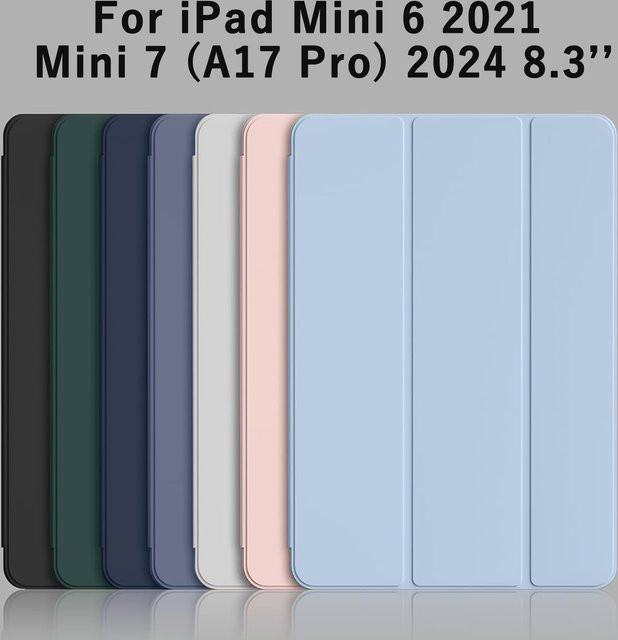 QIJUN Flip-Hülle für iPad Mini 6 und 7 (8,3 Zoll) in Pink mit magnetischem Ständer aus PU-Leder - Bild 1