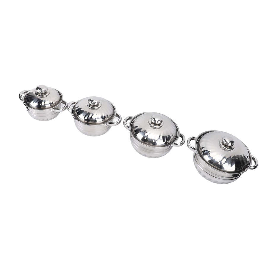 4-teiliges Edelstahl-Topfset von aimo in Silber mit Deckeln und Doppelgriffen für Suppen und Saucen - Bild 2