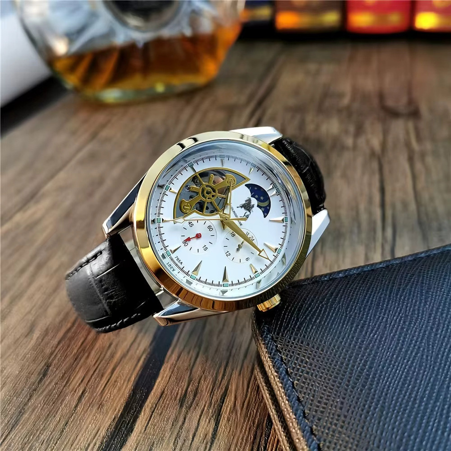 LUOLINGONGJUE Armbanduhr Automatik, Weiß, Rund, Leder, Herren - Bild 2