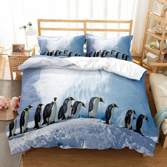 Bettbezug-Set mit niedlichem Pinguinmuster aus Polyester für Kinder, B/H: 135 x 200 cm - Bild 1