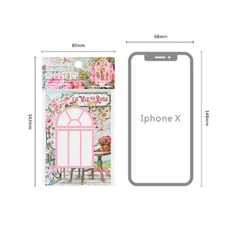 10 Stück dekorative PET-Aufkleber für Scrapbooking und DIY-Collagen in verschiedenen Gartenfenster-Motiven, Mehrfarbig - Bild 3