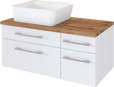 HELD MÖBEL Waschtisch Davos in Weiss mit LED-Beleuchtung und Schubladen, B/H/T: 90 x 54 x 47 cm - Bild 1