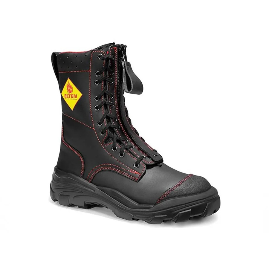 Elten Feuerwehrstiefel Form C EURO PROOF F2A WR aus Rindleder in Schwarz-Rot, Größe 46 - Bild 2
