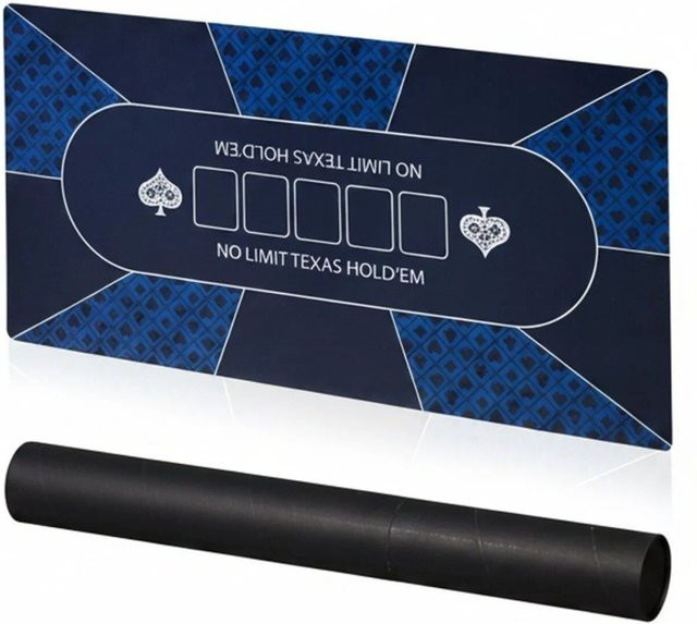 Relaxdays Pokermatte aus Polyester und Gummi in Blau, rutschfest und wasserdicht, B/T: 120 x 60 cm - Bild 1