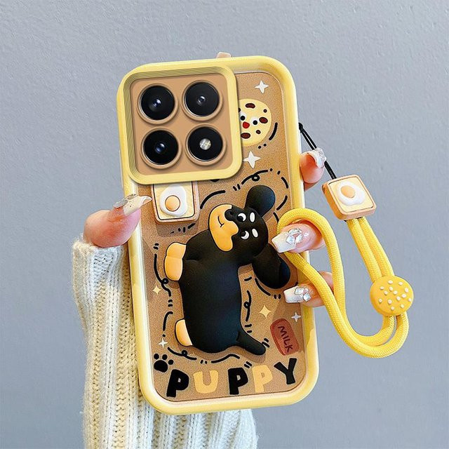 KEYSION Stoßfeste Silikon Hülle mit Umhängeband und 3D-Cartoon-Puppe für Xiaomi 14T Pro 5G und Xiaomi 14T 5G, Multicolor - Bild 1