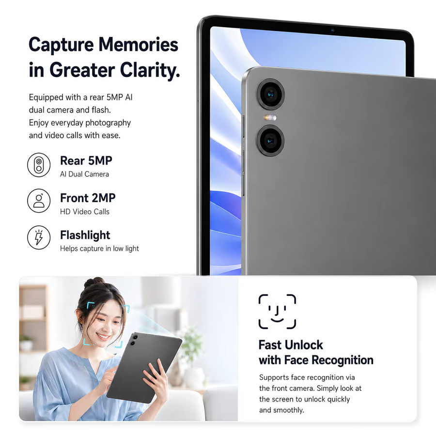 Teclast P30T Android 16 Tablet in Grau mit 10,1 Zoll IPS Display, Unisoc T7250 Octa-Core, 16GB RAM, 128GB Speicher und 6000mAh Akku - Bild 5