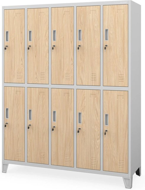 Jan Nowak Arbeitsschutz-Kleiderschrank mit 10 Türen in Grau Eiche Sonoma, B/T/H: 136 x 45 x 172 cm - Bild 1