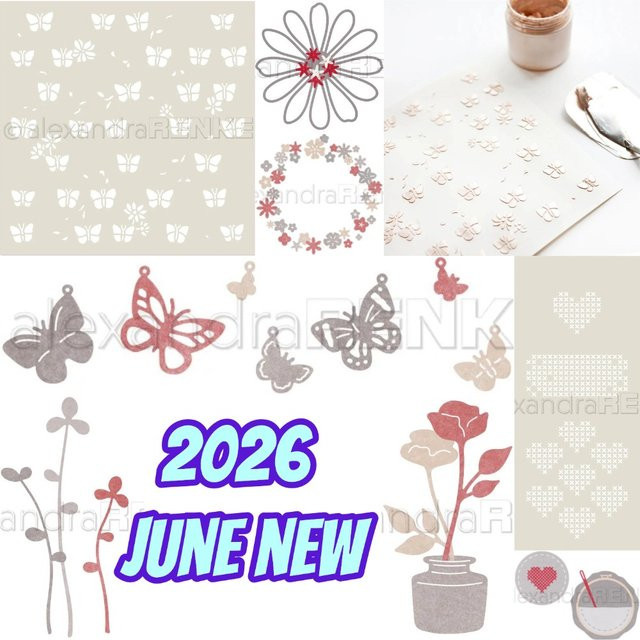 Metall-Stanzform und Stempel Set mit Schmetterling und floralem Sommer-Design in Silber für Scrapbooking und DIY-Basteldekorationen - Bild 1