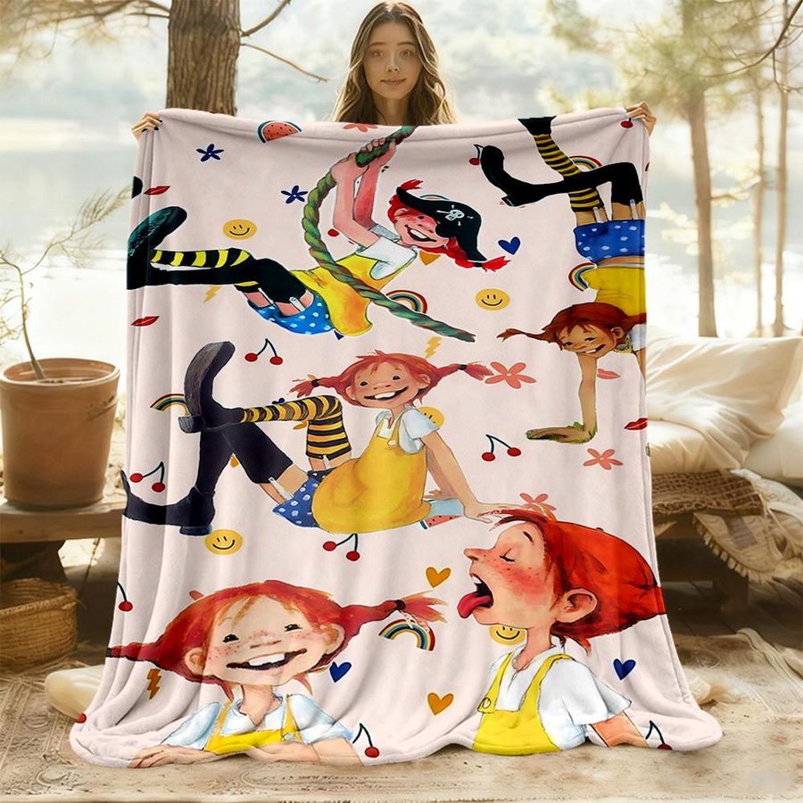 Yun2 Home Pippi Langstrumpf Abenteuer Outdoor-Decke aus Flanell, Mehrfarbig, B/H: 80 x 120 cm - Bild 2