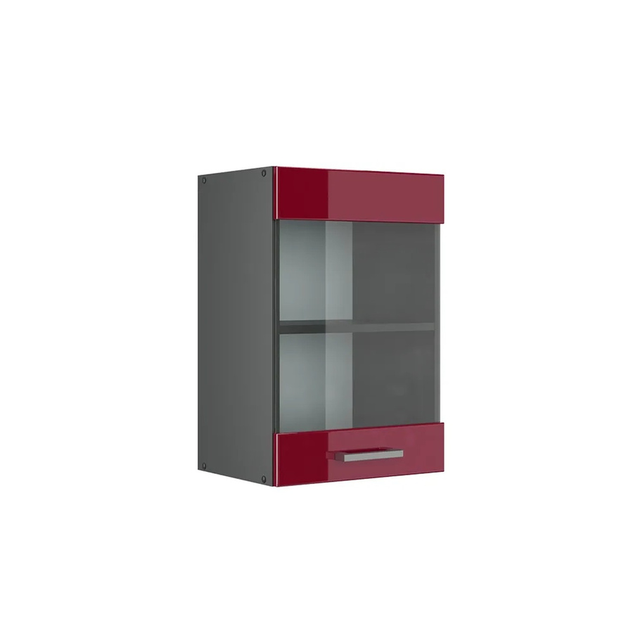 Vicco R-Line Küchenglasschrank Glashängeschrank mit Glastüren in Bordeaux Hochglanz und Anthrazit, Breite: 40 cm, Höhe: 60 cm, Tiefe: 31 cm - Bild 2